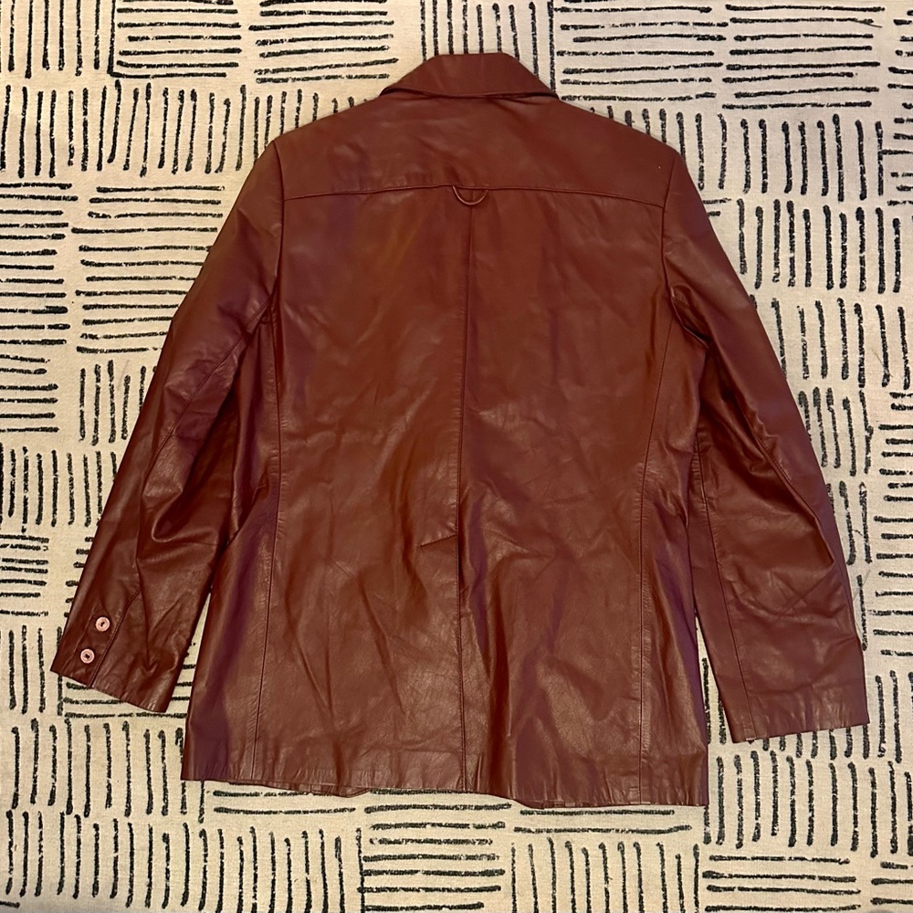 Etienne Aigner Burgundy Leather Jacket - Picture 7 of 9